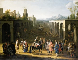 The reception of Francois Pidou de Saint Olon, Ambassador of King Louis XIV of France, by Sultan Moulay Ismael of Morocco on 19 June 1693
