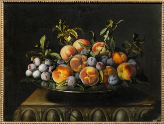 Prunes and Peaches on a Plate