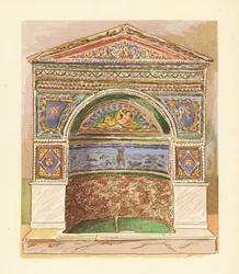 Enamel mosaic fountain in the House of the Bear, Pompeii