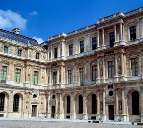 View of the square courtyard at the Louvre