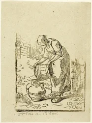 Woman Filling Water-Cans