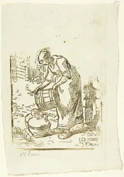 Woman Filling Water-Cans