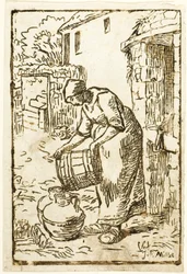 Woman Filling Water-Cans