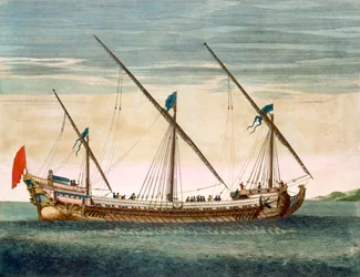 A three-masted Galleass under way by oar, from Le Neptune Francois, c.1693-1700