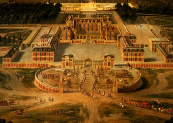 View of the Chateau, Gardens and Park of Versailles from the Avenue de Paris (detail)