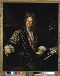Man Sitting or Portrait of Man in Silk Clothing