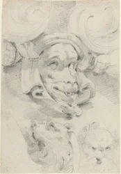 Ornamental Sketches with Grotesque Masks