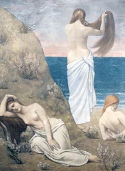 Young girls at the seaside