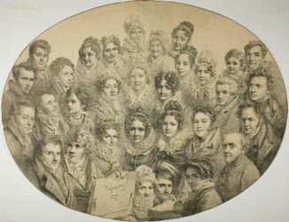 Portraits of 31 People in an Oval