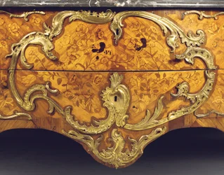Detail of a Louis XV commode, retailed by Adrien Delorme