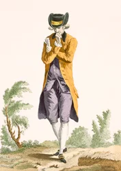 A Young Bourgeoise Acting Student Deep in Thought, Engraved by Dupin, Plate No.22 from 