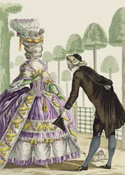 Lady in a Lilac Dress Promenades in the Gardens of the Palais Royal, plate 13 from 