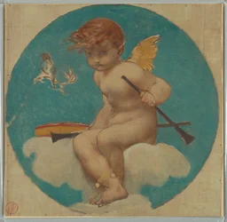 Study for Roundel with Putto Holding Attributes of Music