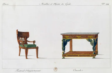Apartment Armchair and Console, from Collection de meubles et objects de gout