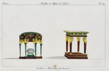 Tables for Flowers or Flower Stands, Plate 84, Illustration from Collection de Meubles et Objects de Gout