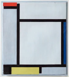 Composition with Red, Blue, Black, Yellow and Grey