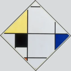 Lozenge Composition with Yellow, Black, Blue, Red, and Gray