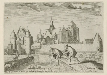 View of Veere, with the Proverb: One Blind Man Leads Another