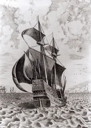 Ship, engraved by Hieronymus Cock