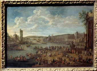 View of the Louvre and the Tower of Nesles Taken from the Ile de la Cite in Paris