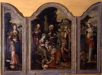 Triptych Depicting the Adoration of the Magi and Two Saints