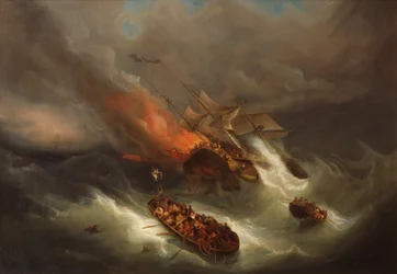 Total Destruction of the Merchant Ship Kent by Fire