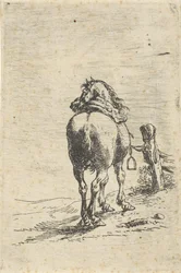 Saddled Horse at a Post