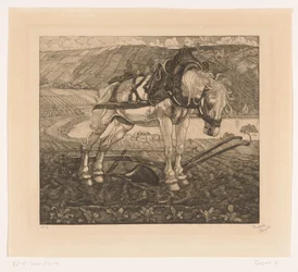 Plowing Horse on a Hill (L