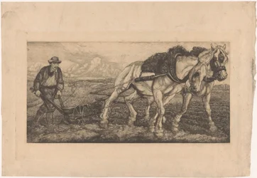 Two Plowing Horses