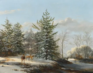 Winter Landscape with Fallow Deer