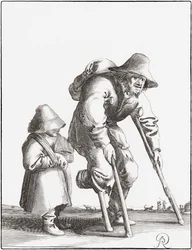 Crippled beggar with child