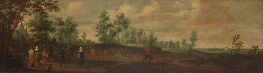 Landscape with a Couple Dancing Outside a Country Mansion