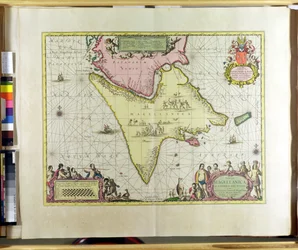 Tabula Magellanica, Quatierrae del Fuego, plate 18 from Le Nouveau et Grand Illuminant Flambeau de la Mer by Claes Jansz. Vooght