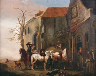 Riders and Horses at the Door of an Inn