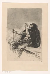 Drinking Man with Walking Stick