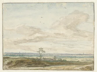Wide Landscape with a Road Along a Canal