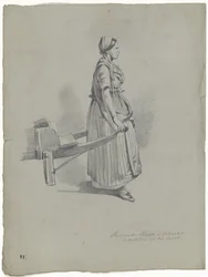 Standing Woman Pulling a Cart in Utrecht