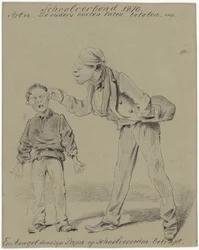 Father and Son (A Rascal Caught by His Father for Skipping School)