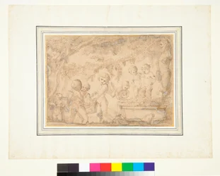 Putti and Infant Satyrs Pressing Grapes