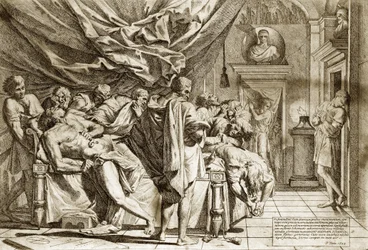The Death of Cato - 1648, by Pietro Testa, etching
