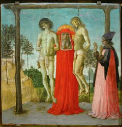 Saint Jerome supporting two hanged young men