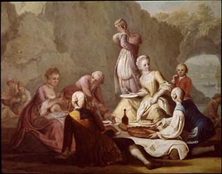 Banquet scene in Posillipo, Naples (detail)