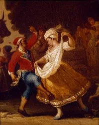 Dance scene and popular festival in Naples, detail of the tarantella (tarantella, tarantella), 18th century, Naples, Museo Nazionale di San Martino