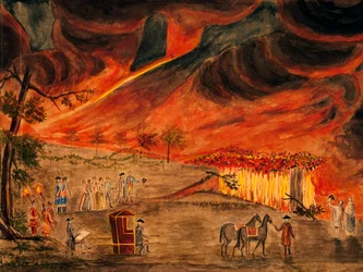 The Sicilian Royals Visiting Vesuvius During Eruption of 11 May 1771, by Pietro Fabris