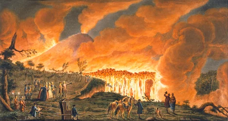 View of Hamilton escorting their Sicilian majesties to observe the lava flow