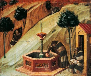 Carmelite Draws Water from Spring of Prophet Elijah (detail)