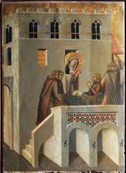 The saint cures the foot of a monk (Polyptych of the life of Saint Humility)