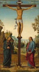 The Crucifixion with the Virgin, Saint John, Saint Jerome, and Saint Mary Magdalene (middle panel)