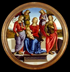 The Virgin and the Child Surrounded by Two Angels, Saint Rose and Saint Catherine