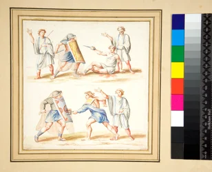 Copy of a Mosaic of a Fight Between a Secutor and a Retiarius